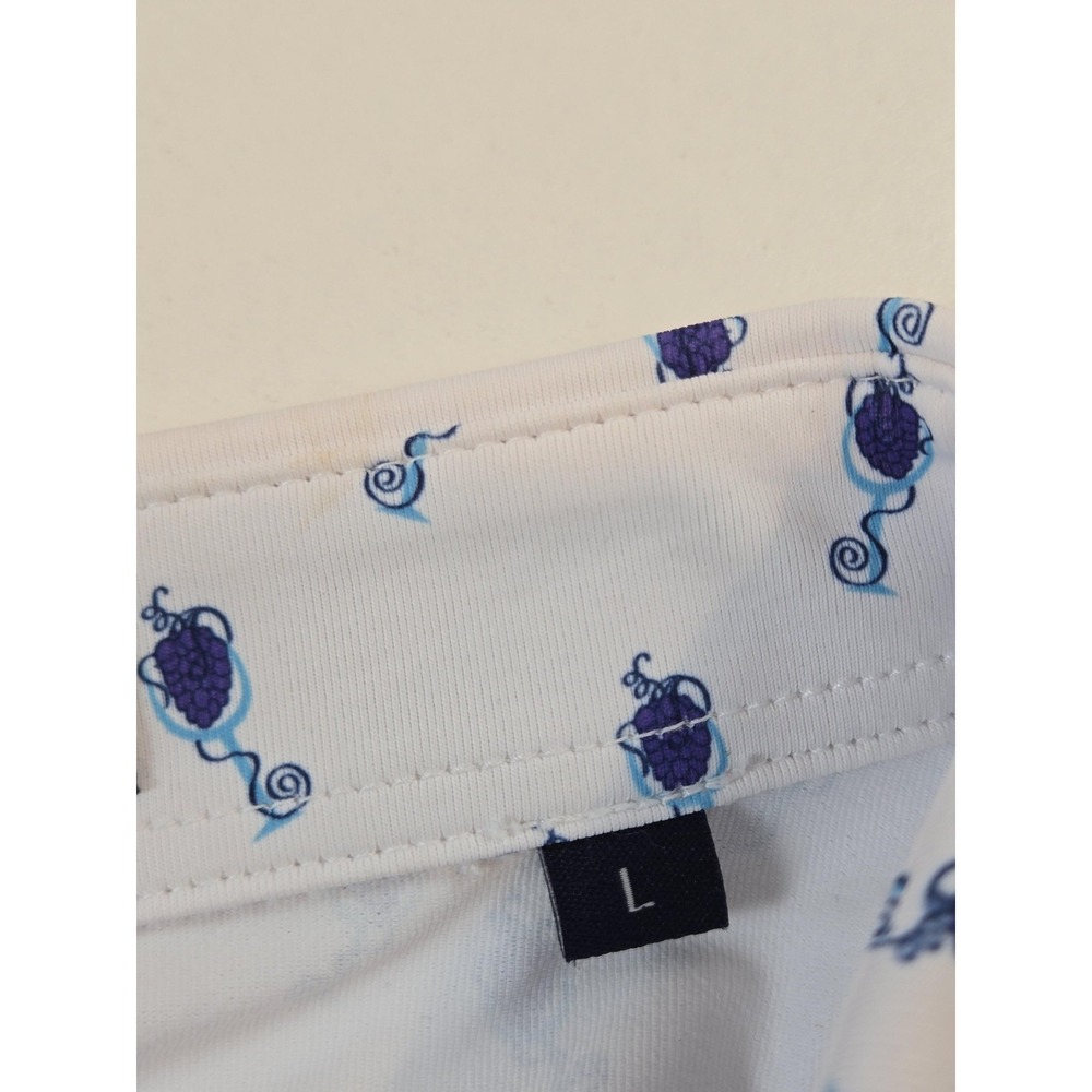 Turtleson Polo Shirt Men's Large White Grapes Print Golf Performance Stretch AOP - Picture 4 of 9